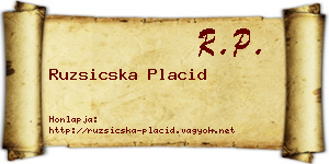 Ruzsicska Placid névjegykártya